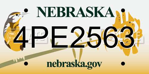 4PE2563 Nebraska License Plate