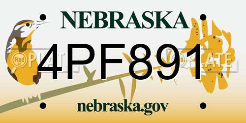 4PF891 Nebraska License Plate