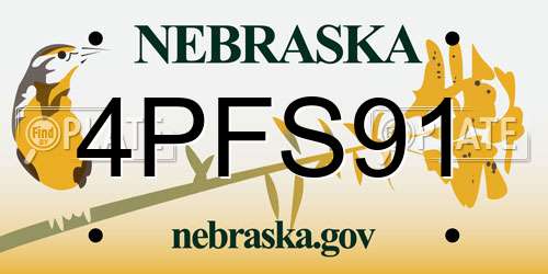 4PFS91 Nebraska License Plate