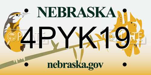 4PYK19 Nebraska License Plate