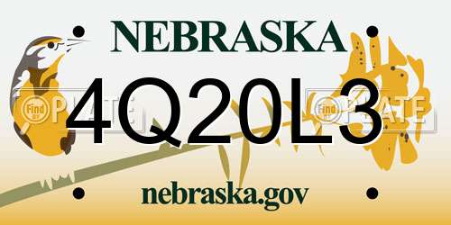 4Q20L3 Nebraska License Plate