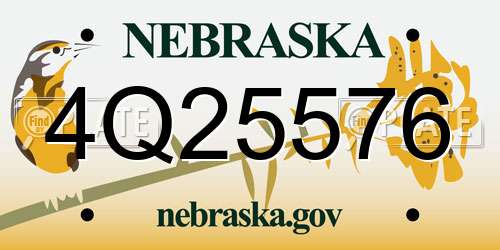 4Q25576 Nebraska License Plate