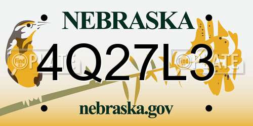 4Q27L3 Nebraska License Plate