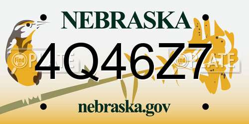 4Q46Z7 Nebraska License Plate