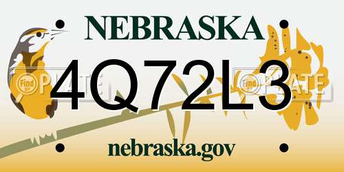 4Q72L3 Nebraska License Plate