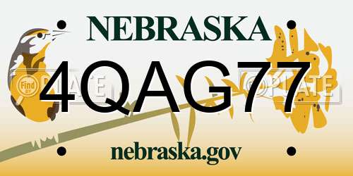 4QAG77 Nebraska License Plate