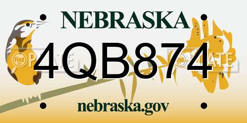 4QB874 Nebraska License Plate