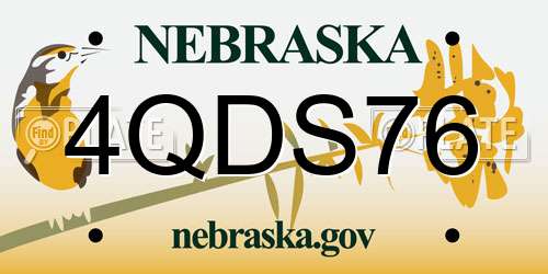 4QDS76 Nebraska License Plate