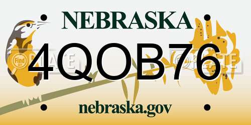 4QOB76 Nebraska License Plate
