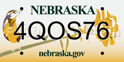 4QOS76 Nebraska License Plate