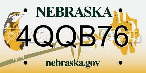 4QQB76 Nebraska License Plate
