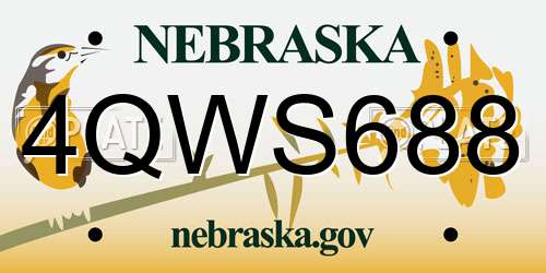4QWS688 Nebraska License Plate