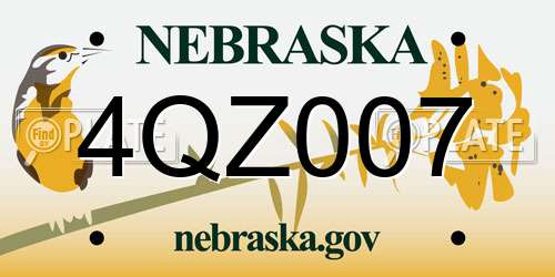 4QZ007 Nebraska License Plate