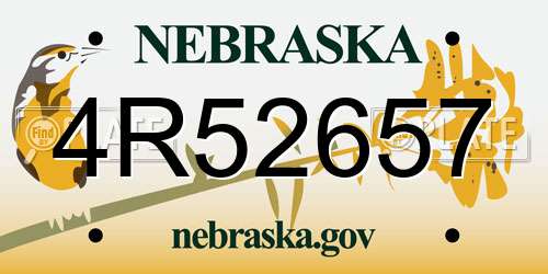 4R52657 Nebraska License Plate