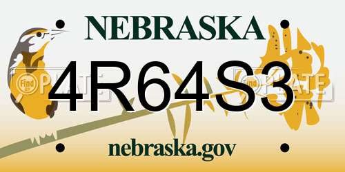 4R64S3 Nebraska License Plate