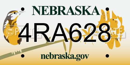 4RA628 Nebraska License Plate