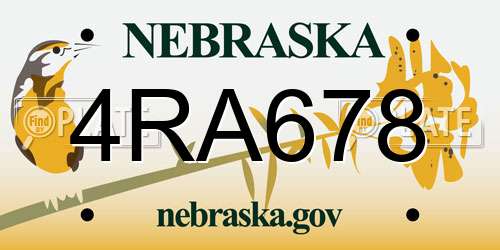 4RA678 Nebraska License Plate