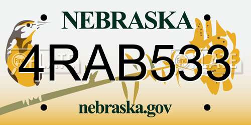 4RAB533 Nebraska License Plate