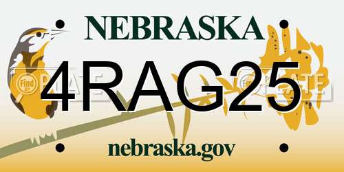 4RAG25 Nebraska License Plate