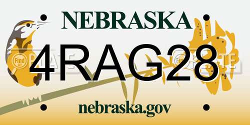4RAG28 Nebraska License Plate