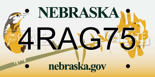 4RAG75 Nebraska License Plate