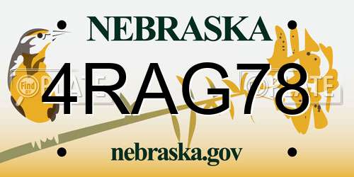 4RAG78 Nebraska License Plate