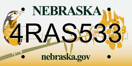 4RAS533 Nebraska License Plate
