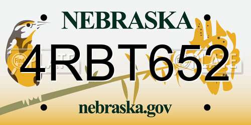 4RBT652 Nebraska License Plate