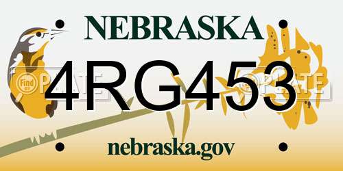 4RG453 Nebraska License Plate