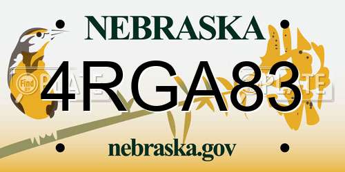 4RGA83 Nebraska License Plate