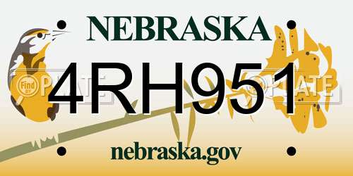 4RH951 Nebraska License Plate