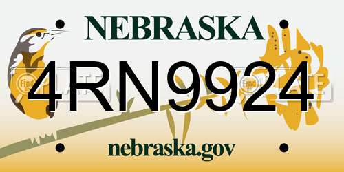 4RN9924 Nebraska License Plate