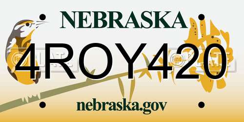 4ROY420 Nebraska License Plate