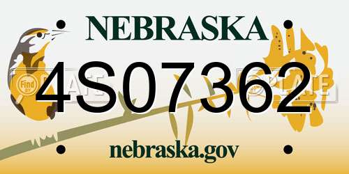 4S07362 Nebraska License Plate