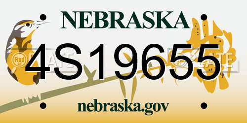 4S19655 Nebraska License Plate