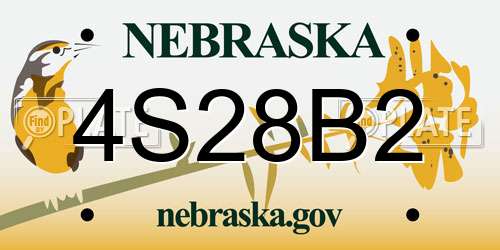 4S28B2 Nebraska License Plate