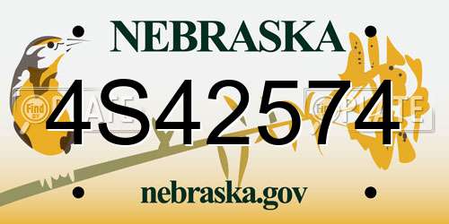 4S42574 Nebraska License Plate