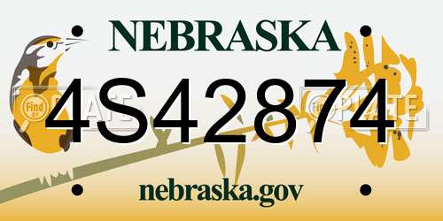 4S42874 Nebraska License Plate