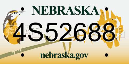 4S52688 Nebraska License Plate