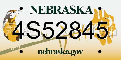 4S52845 Nebraska License Plate