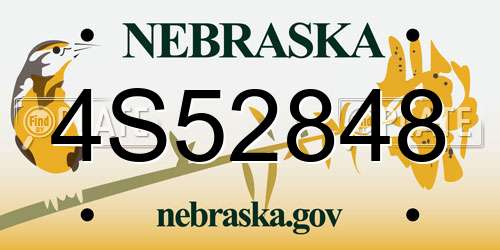 4S52848 Nebraska License Plate