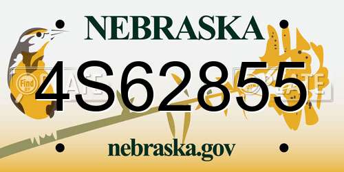4S62855 Nebraska License Plate
