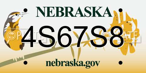 4S67S8 Nebraska License Plate