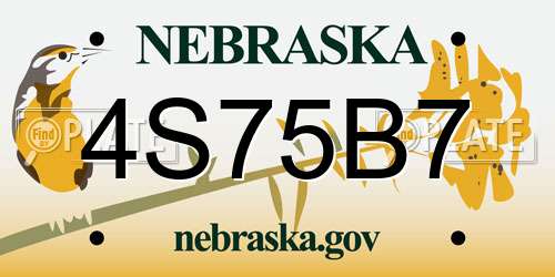 4S75B7 Nebraska License Plate