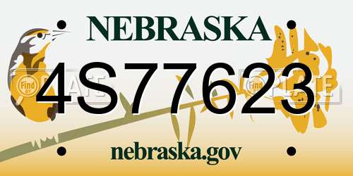 4S77623 Nebraska License Plate