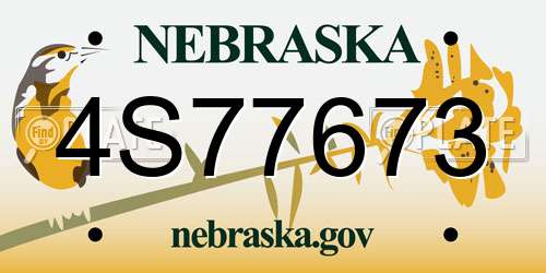 4S77673 Nebraska License Plate