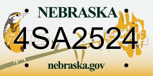 4SA2524 Nebraska License Plate
