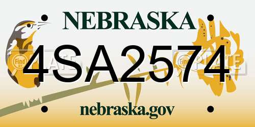 4SA2574 Nebraska License Plate