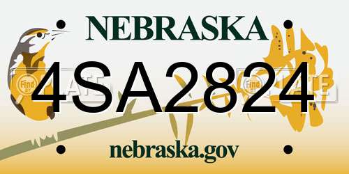 4SA2824 Nebraska License Plate