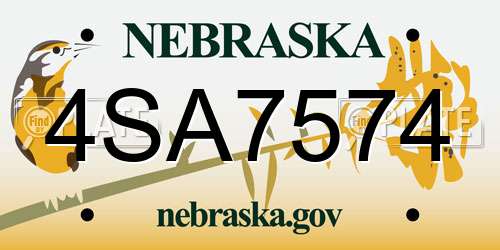 4SA7574 Nebraska License Plate
